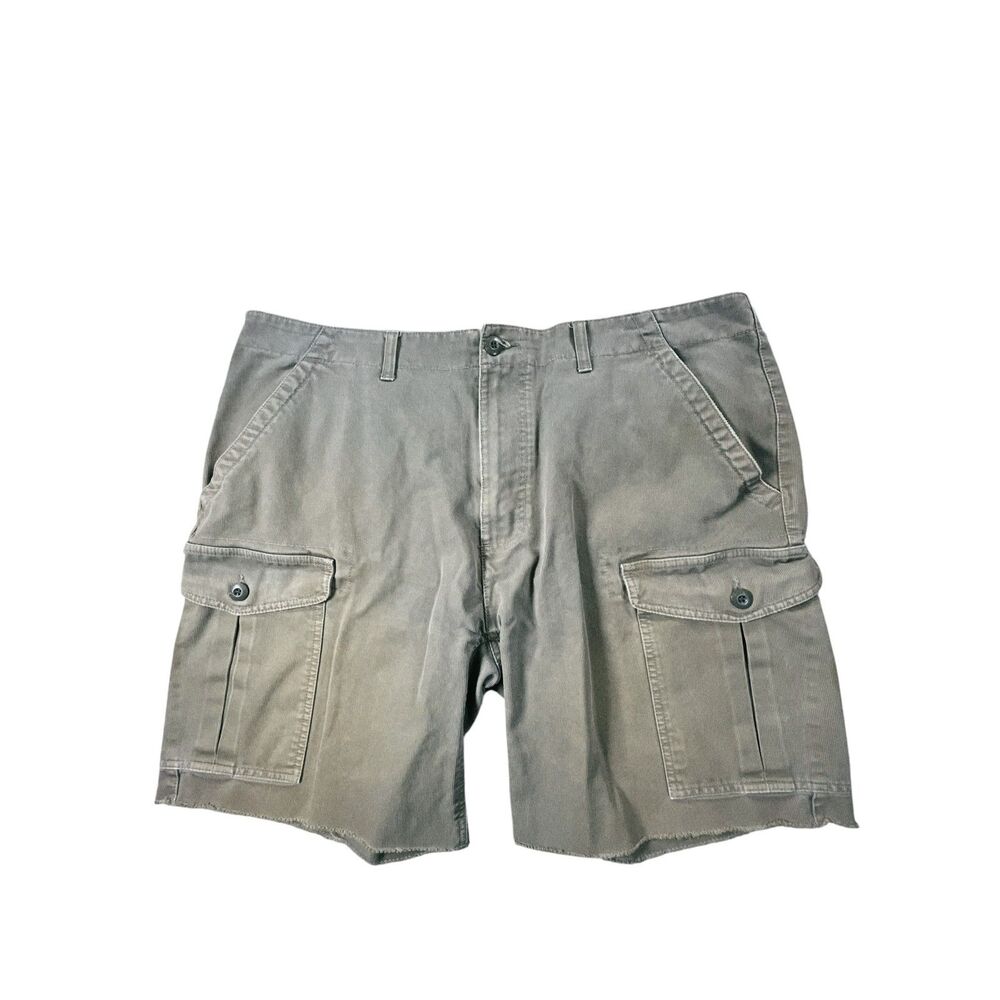 Vintage St John’s Bay Cargo Shorts Mens 44 Olive Cotton Utility Raw Hem Casual
